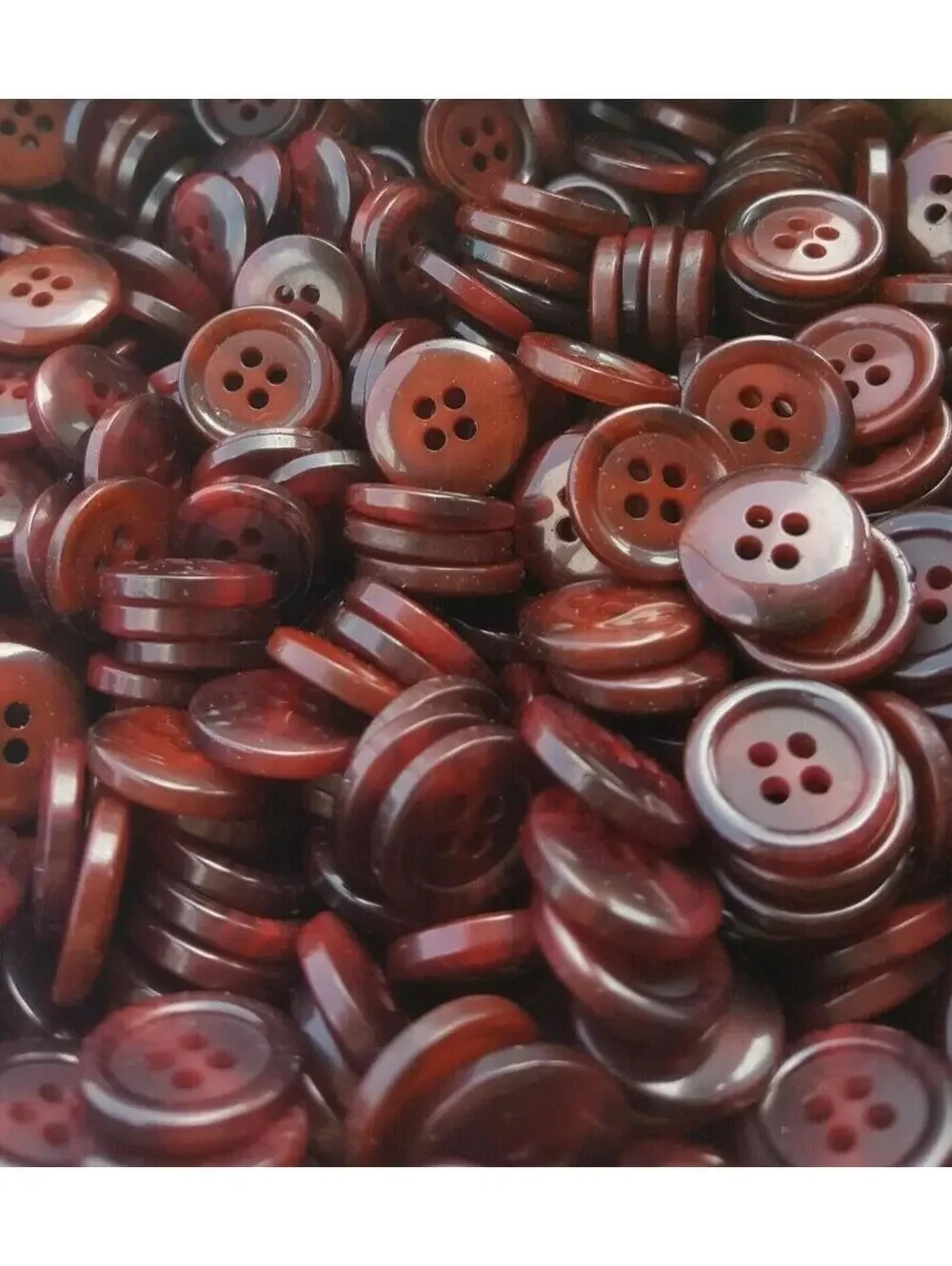 Burgundy Swirl Buttons, 4 Hole Sewing/Crafts Buttons 15mm - 24 Pieces (014)